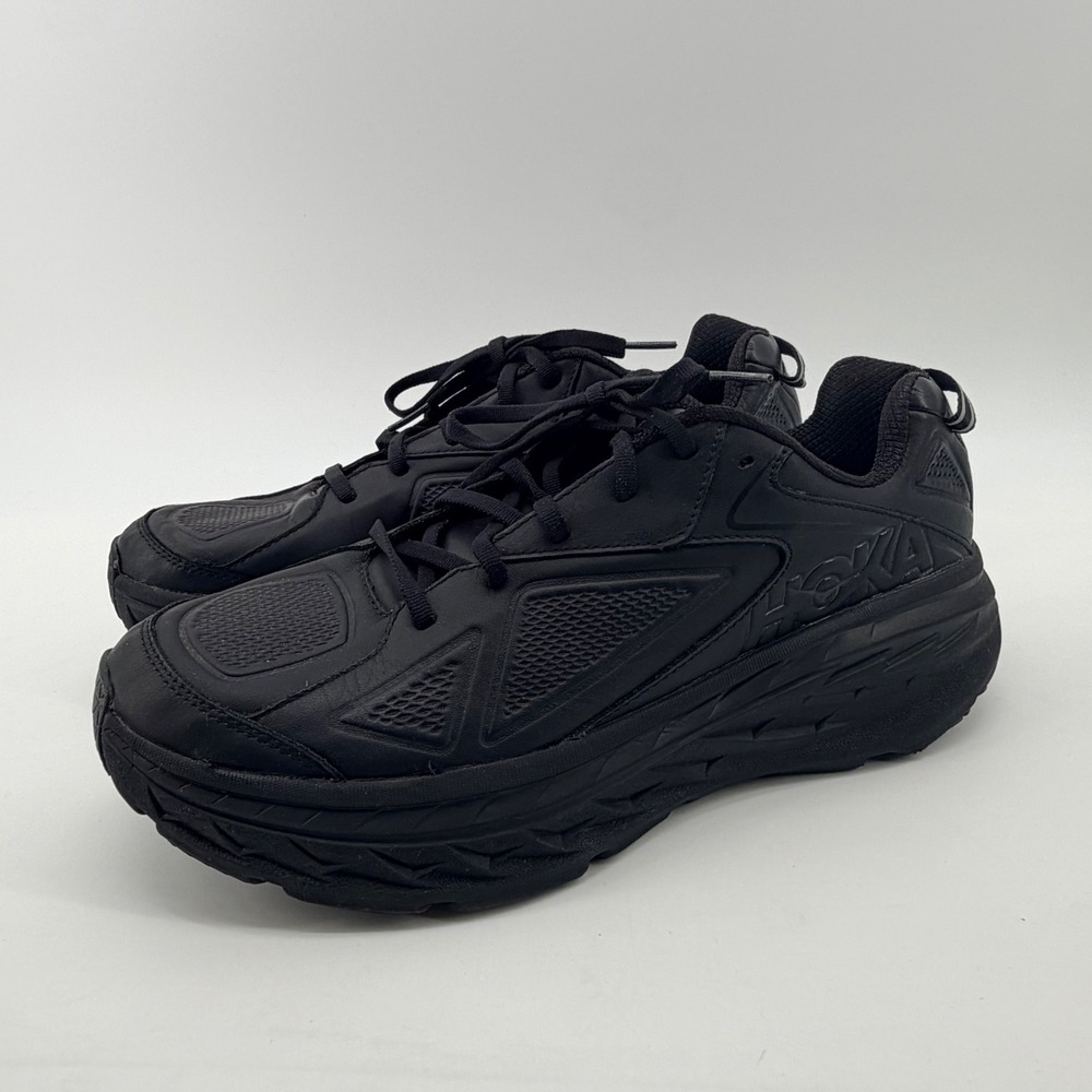 Hoka One One Bondi LTR Mens 11 Triple Black 1019496 BLK Leather Walking - Picture 3 of 9